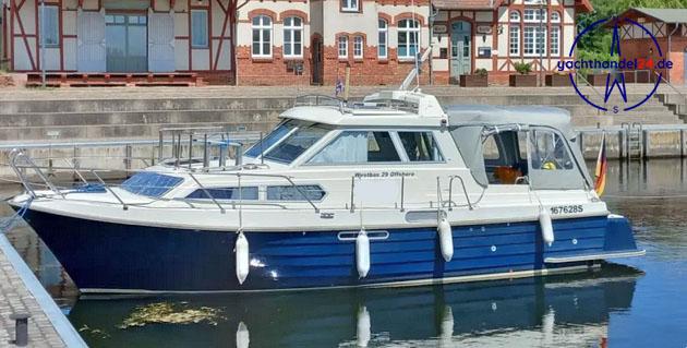 Au&szlig;enansicht der Dahls B&aring;tbyggeri a.s. Westbas 29 offshore Baujahr 2004, 9.2 Meter lang, Zustand: gut